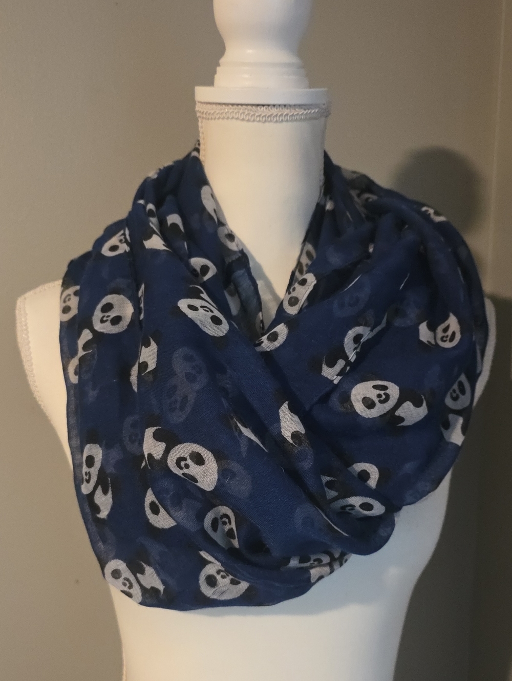 Blue Panda Print Infinity Scarf